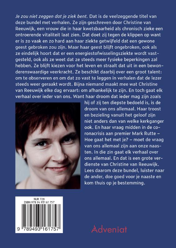Achterkant van Je zou niet zeggen dat je ziek bent