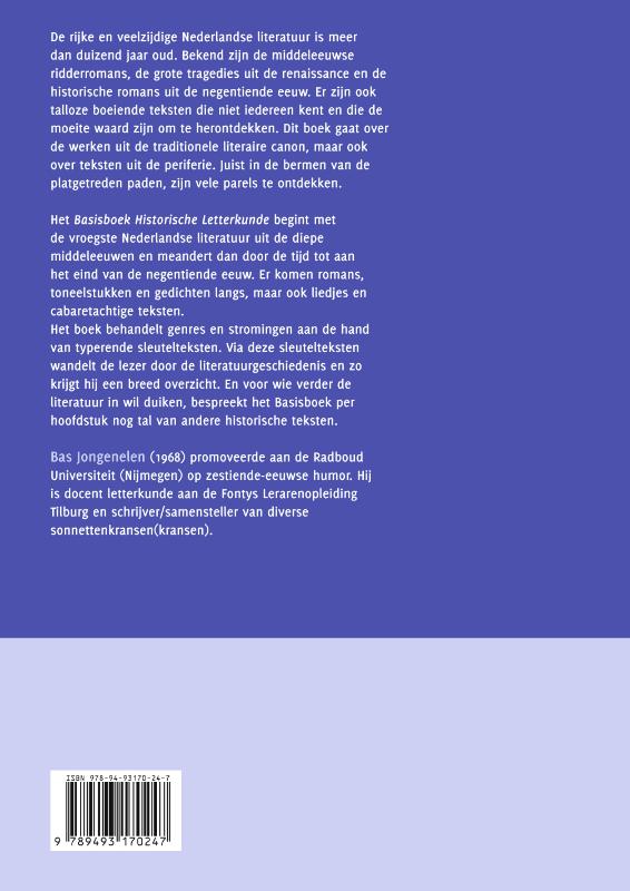 Achterkant van Basisboek Historische letterkunde