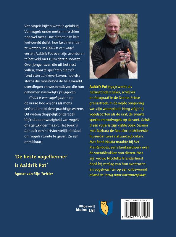 Achterkant van Geluk is een vogel