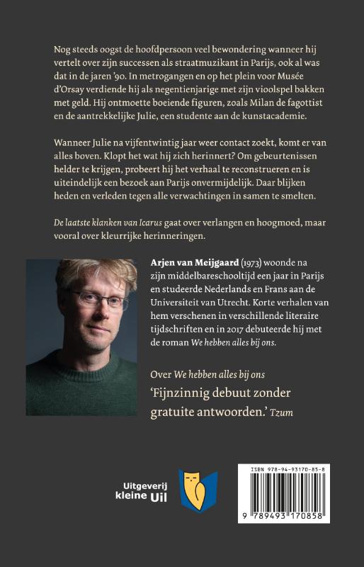 Achterkant van De laatste klanken van Icarus