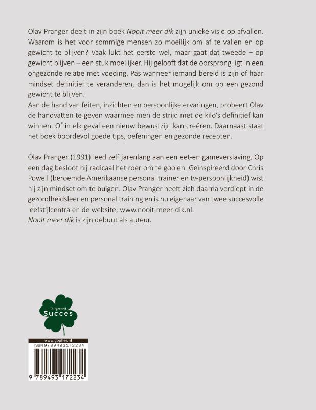 Achterkant van Nooit meer dik