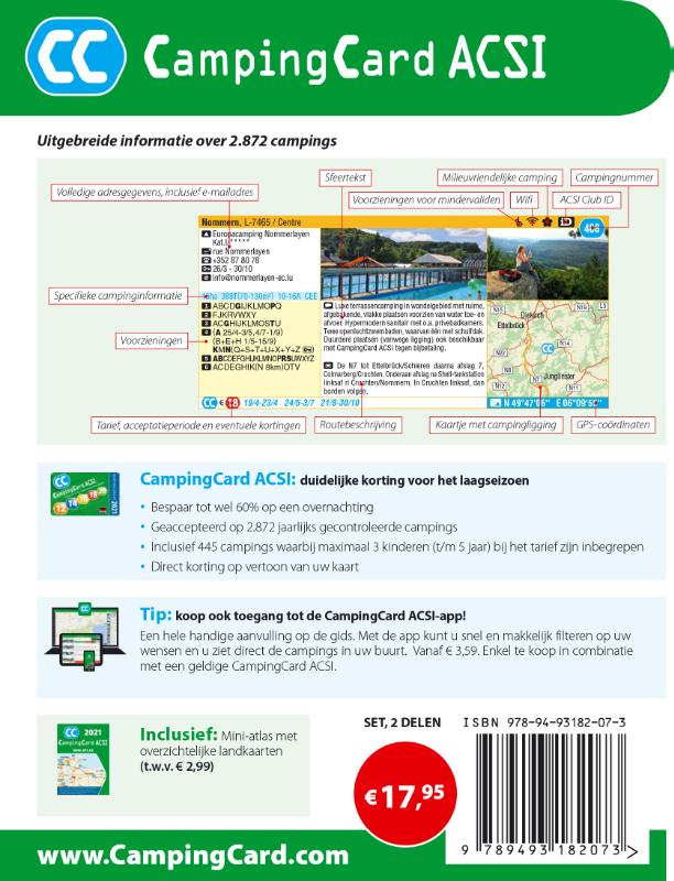 Achterkant van CampingCard ACSI 2021