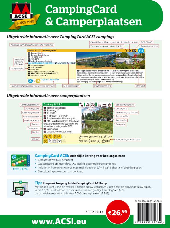 Achterkant van ACSI CampingCard & Camperplaatsen 2021
