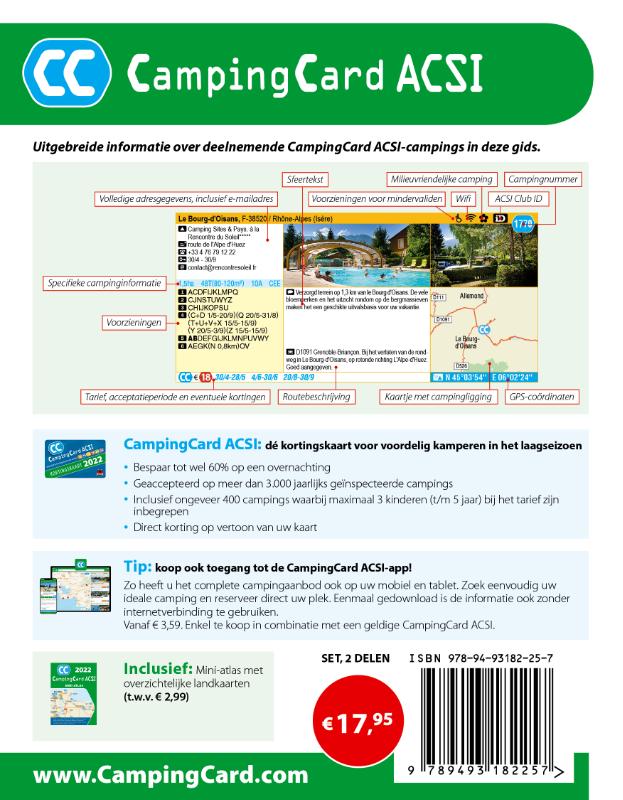 Achterkant van CampingCard ACSI 2022