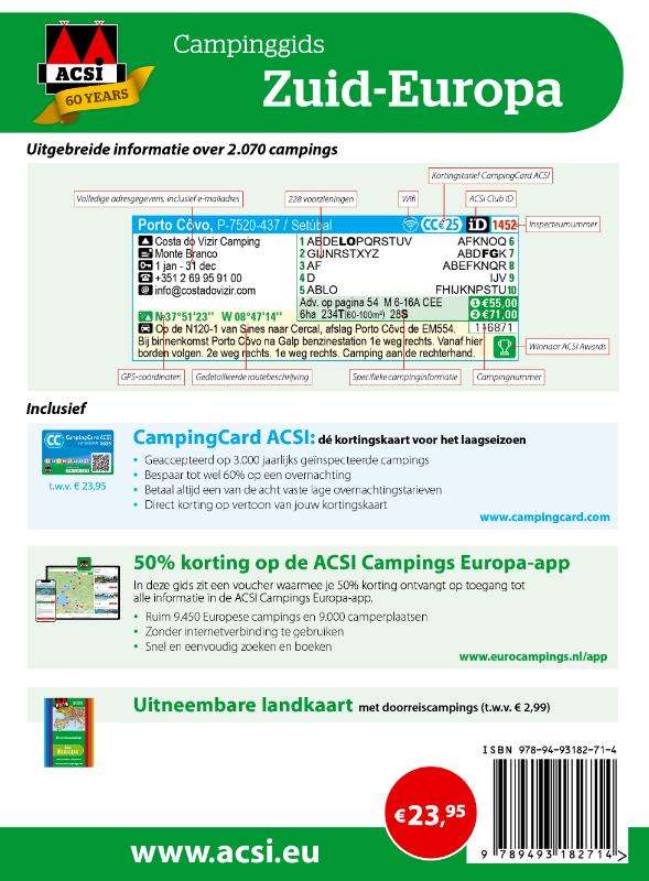 Achterkant van ACSI Campinggids Zuid-Europa 2025