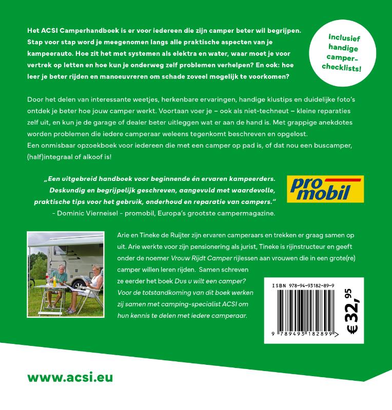 Achterkant van ACSI Camperhandboek