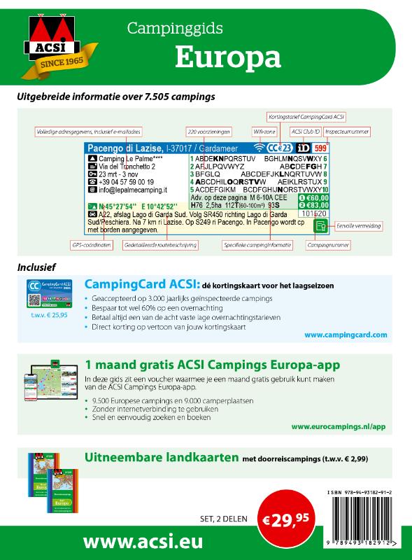Achterkant van ACSI Campinggids Europa 2026