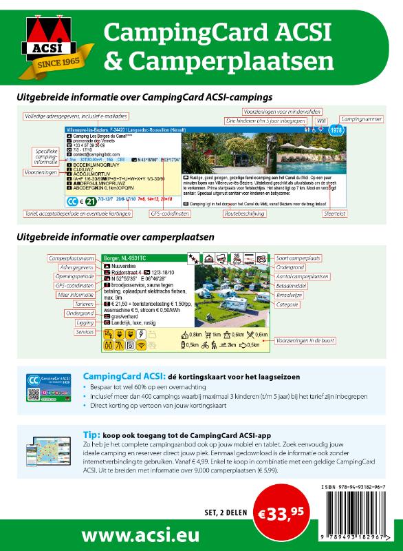 Achterkant van CampingCard ACSI & Camperplaatsen 2026 (set)