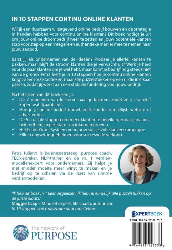 Achterkant van In 10 stappen continu online klanten