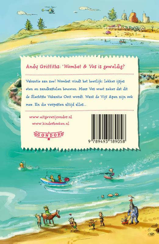 Achterkant van Wombat & Vos vieren vakantie