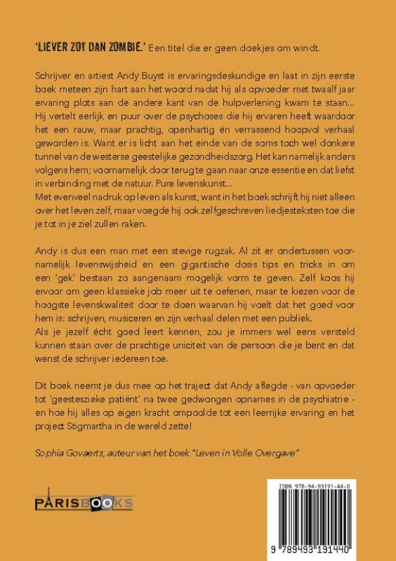 Achterkant van Liever zot dan zombie