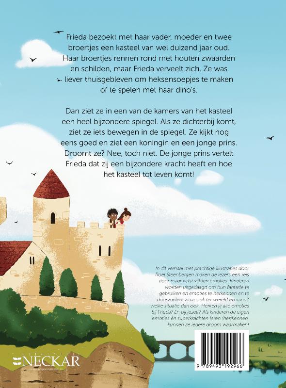 Achterkant van Frieda en het kasteel dat tot leven komt