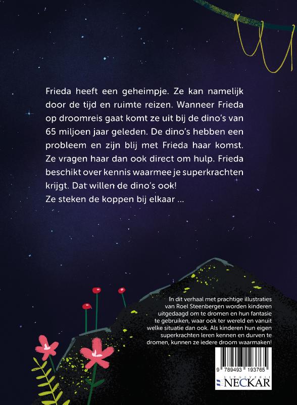 Achterkant van Frieda op droomreis naar de dino's