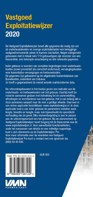 Achterkant van Vastgoed Exploitatiewijzer 2020