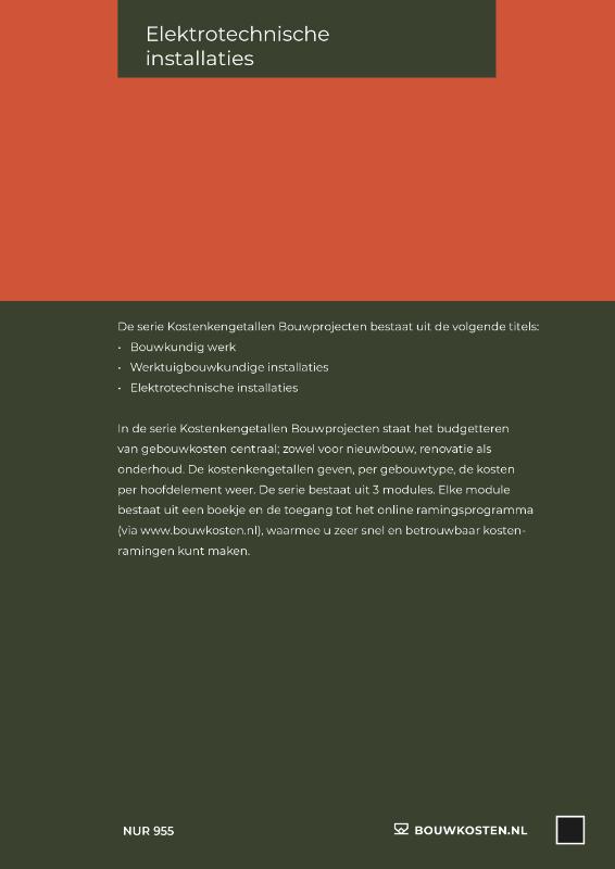 Achterkant van Kostenkengetallen bouwprojecten Elektrotechnische installaties 2022