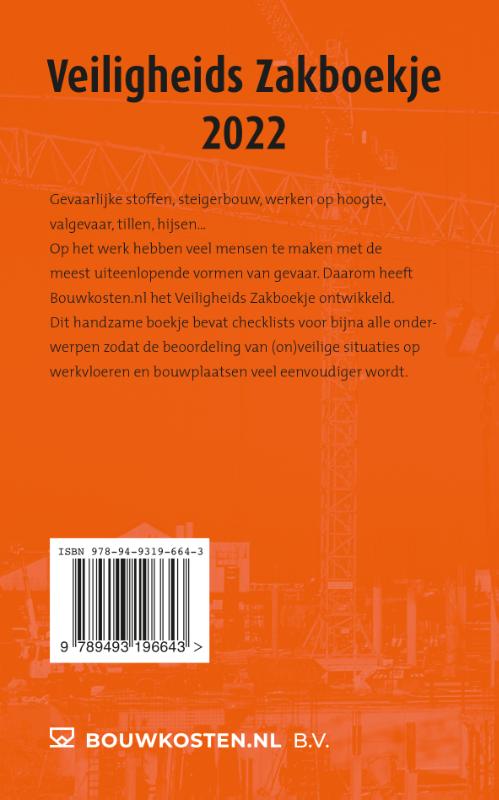 Achterkant van Veiligheids Zakboekje 2022 met e-boek