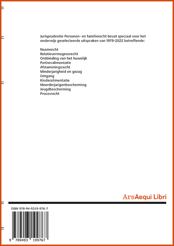 Achterkant van Jurisprudentie Personen- & familierecht 1979-2022