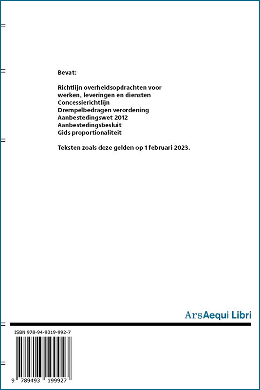 Achterkant van Aanbestedingsrecht 2023 - studenteneditie
