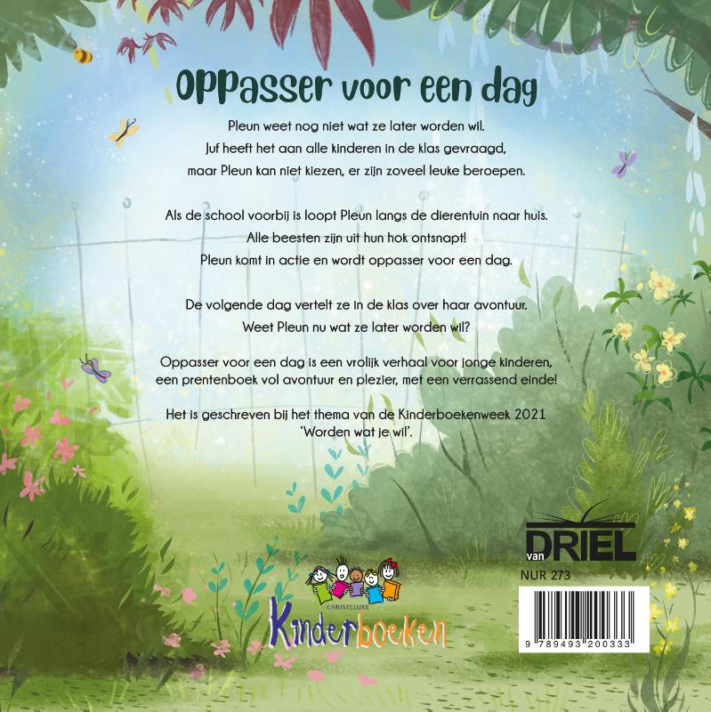 Achterkant van Oppasser voor een dag
