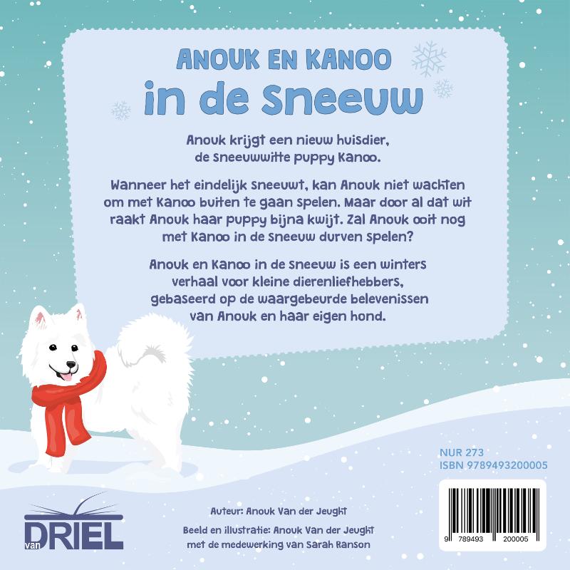 Achterkant van Anouk en Kanoo in de sneeuw
