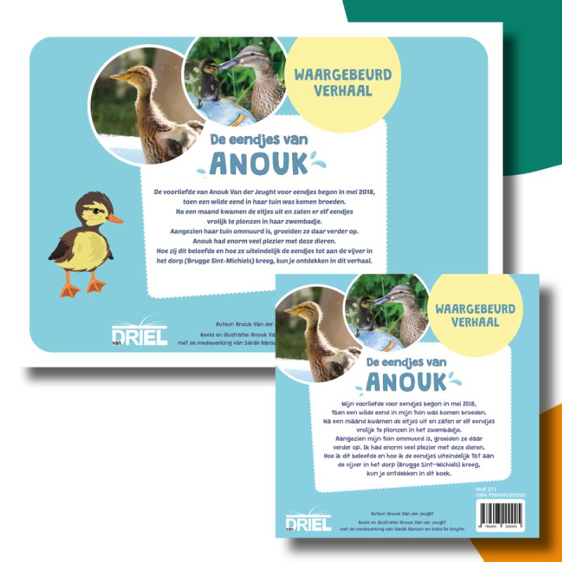 Achterkant van De eendjes van Anouk kamishibai vertelplaten + boek