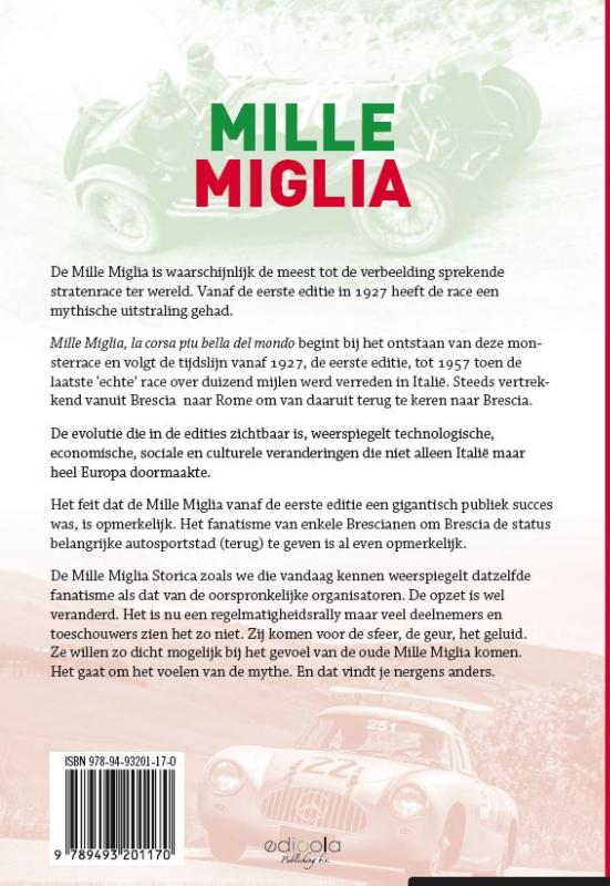 Achterkant van Mille Miglia, la corsa piu bella del mondo