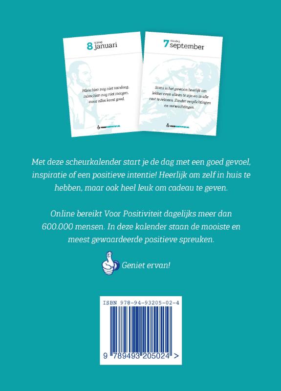 Achterkant van Scheurkalender positieve spreuken 2021