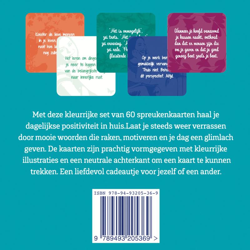 Achterkant van Positieve spreuken kaarten