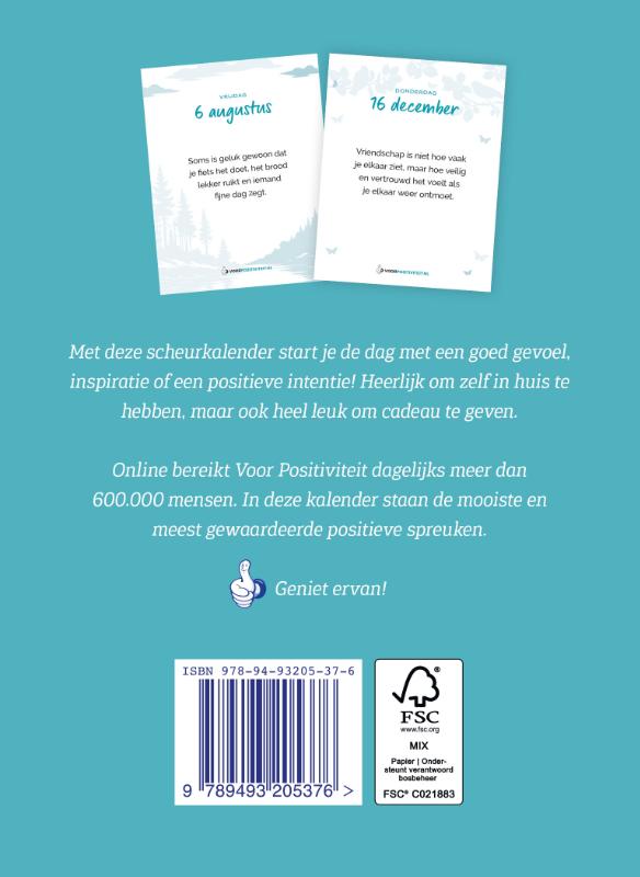 Achterkant van Scheurkalender positieve spreuken 2027