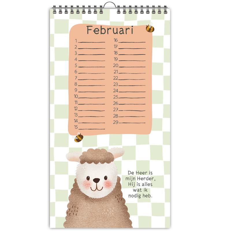 Achterkant van Verjaardagskalender kinderen