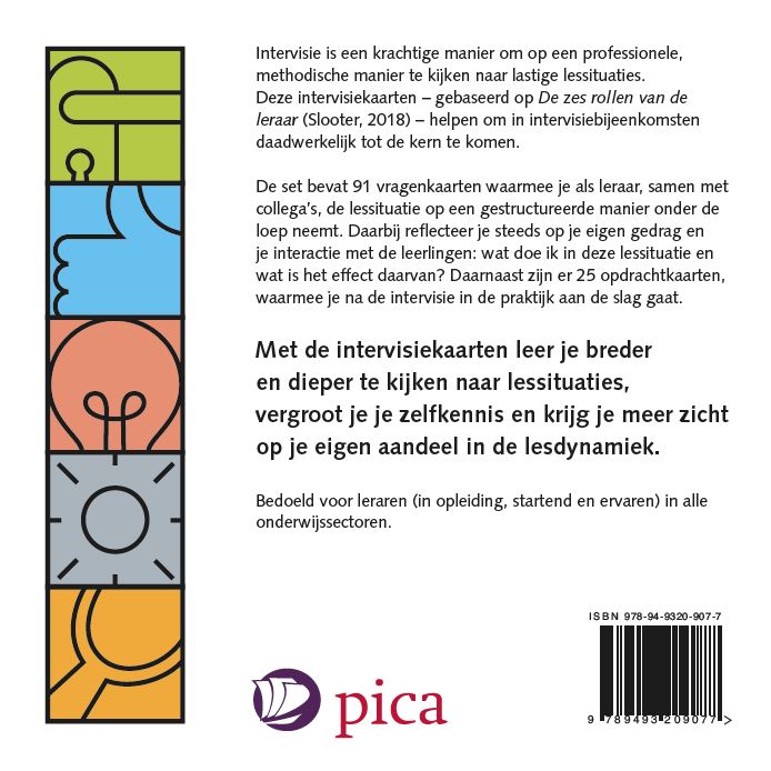 Achterkant van De zes rollen van de leraar Intervisiekaarten