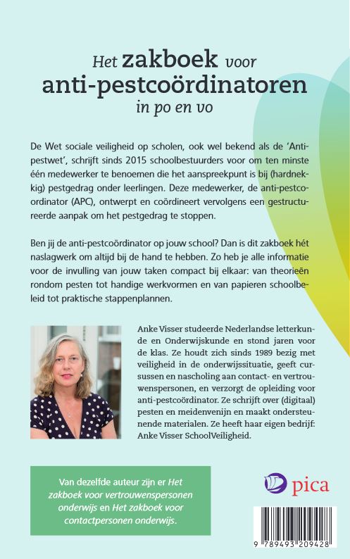 Achterkant van Het zakboek voor anti-pestcoördinatoren in po en vo