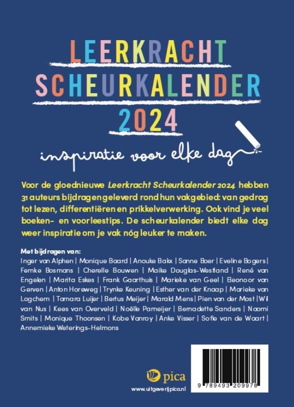 Achterkant van Leerkracht scheurkalender 2024
