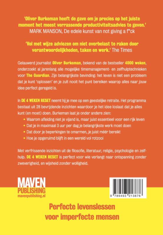 Achterkant van De 4 weken reset