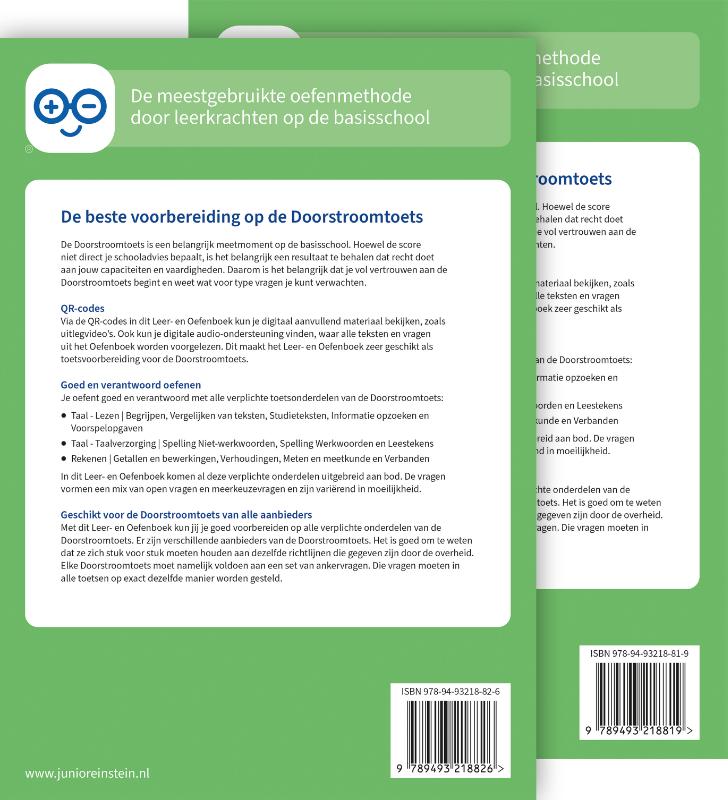 Achterkant van Doorstroomtoets Leer- en Oefenboeken | Deel 1 en 2