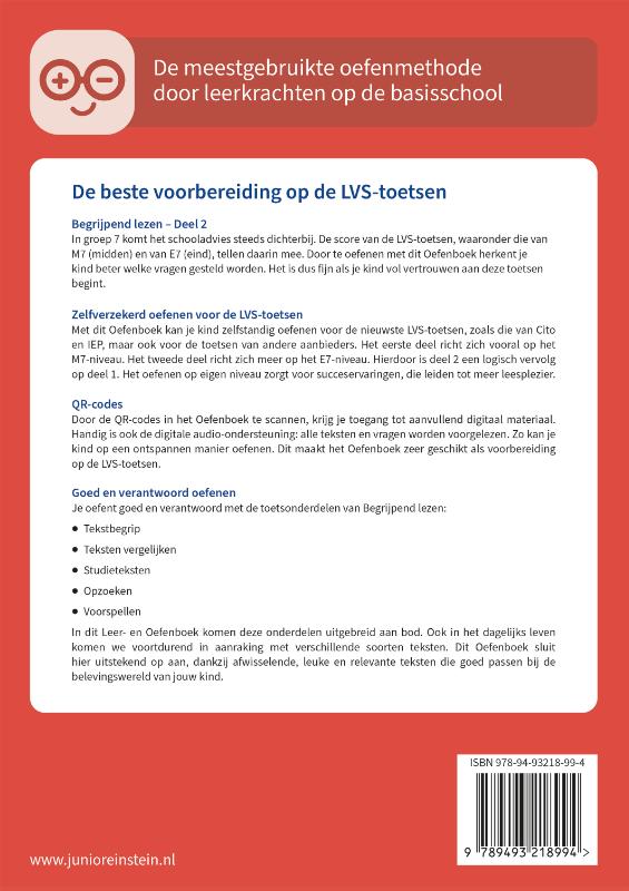 Achterkant van Begrijpend lezen voor de LVS-toetsen - Deel 2 - Groep 7