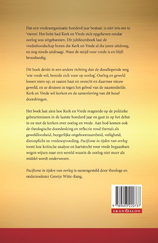 Achterkant van Pacifisme in tijden van oorlog