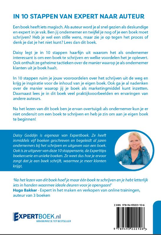 Achterkant van In 10 stappen van expert naar auteur