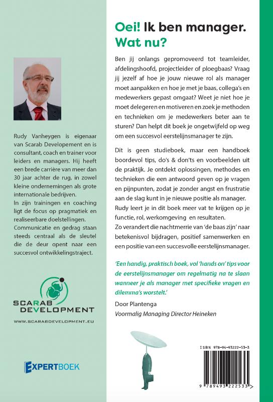 Achterkant van Oei! Ik ben manager. Wat nu?