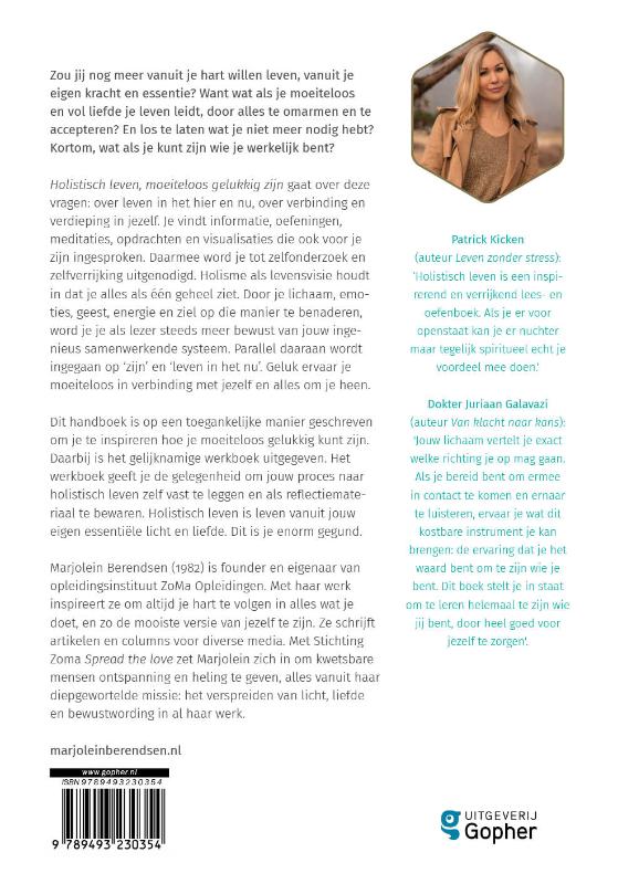 Achterkant van Holistisch leven, moeiteloos gelukkig zijn