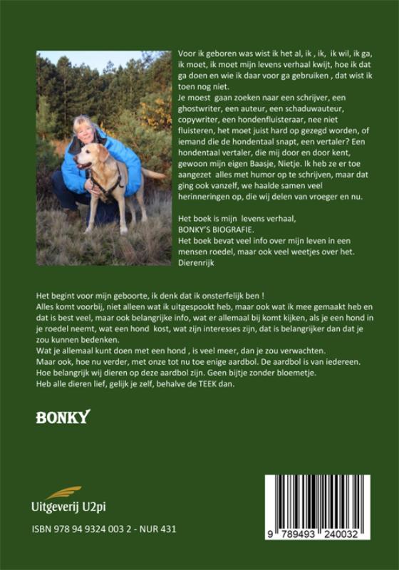 Achterkant van Bonky's Biografie