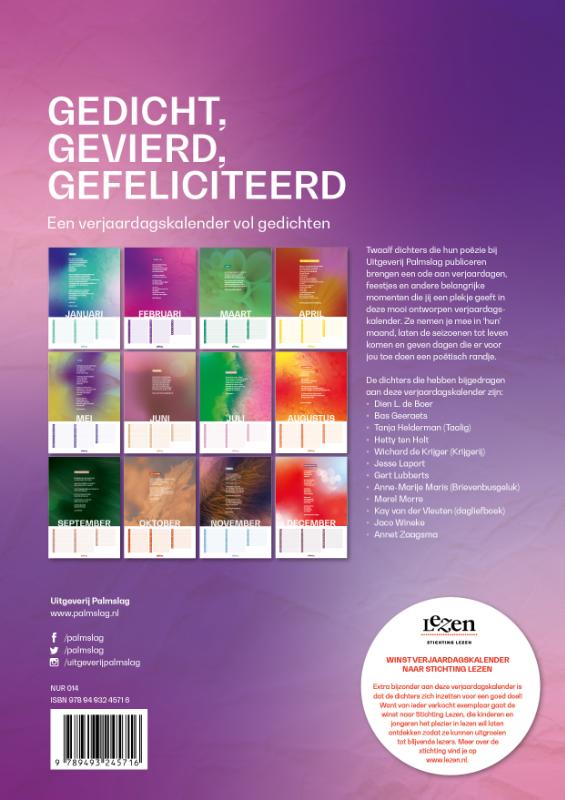 Achterkant van Gedicht, gevierd, gefeliciteerd
