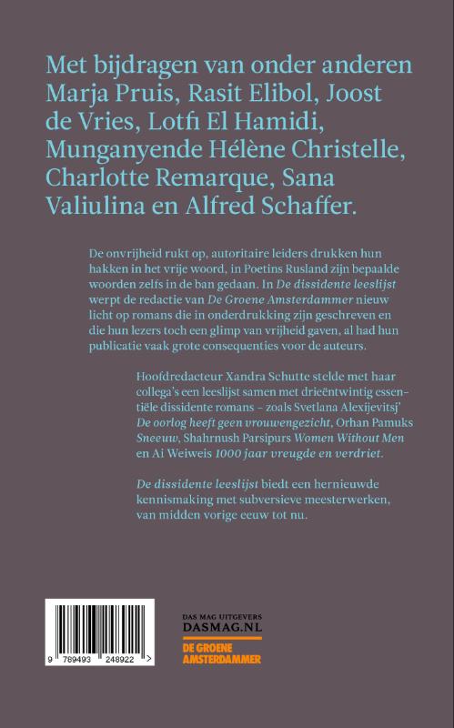 Achterkant van De dissidente leeslijst
