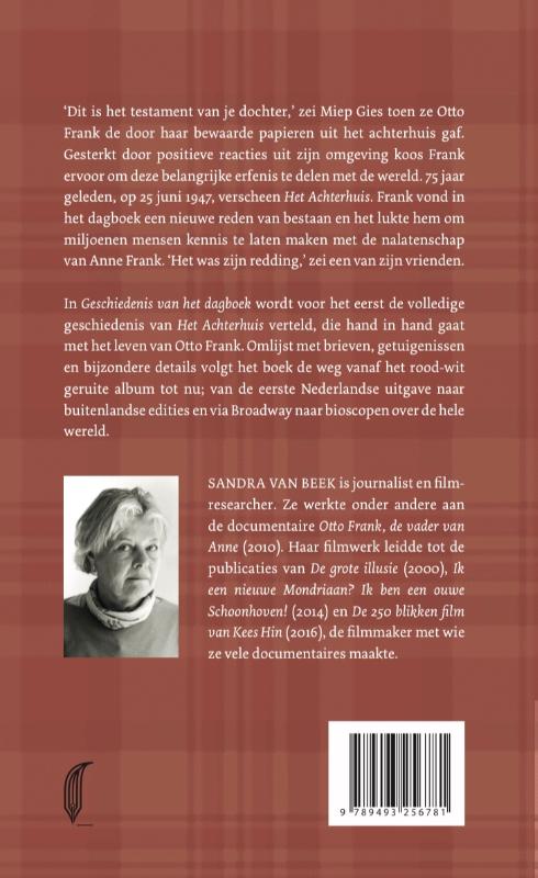 Achterkant van Geschiedenis van het dagboek