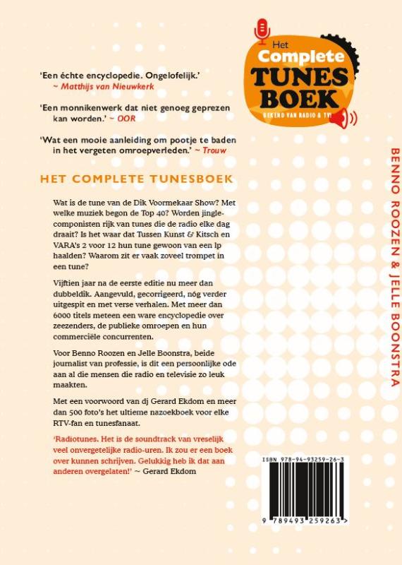 Achterkant van Het complete Tunesboek bekend van radio en TV