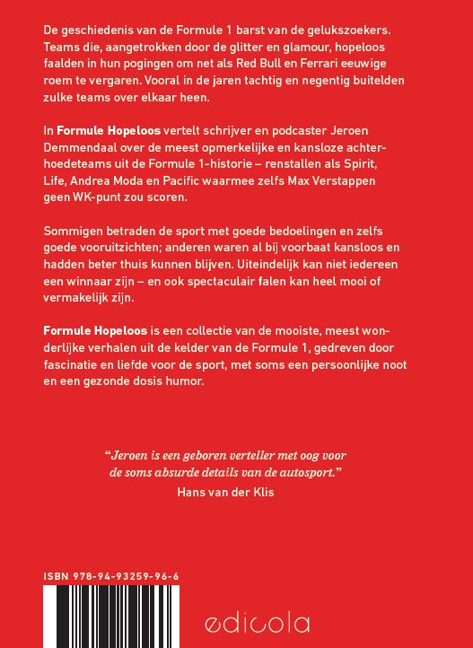 Achterkant van Formule Hopeloos