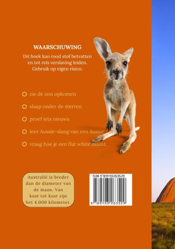 Achterkant van Reisdagboek Australië