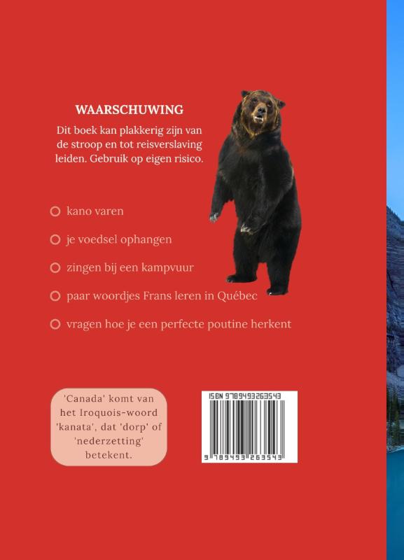Achterkant van Reisdagboek Canada