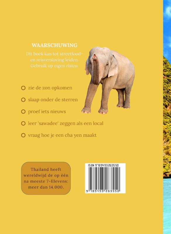 Achterkant van Reisdagboek Thailand