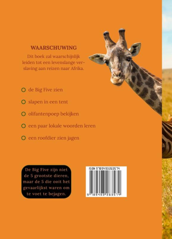 Achterkant van Reisdagboek Afrika